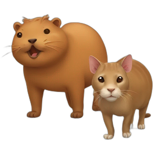 cat and capybara friends emoji