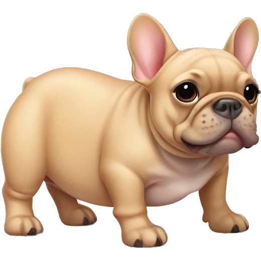 Fawn frenchie with the body of a hippo emoji
