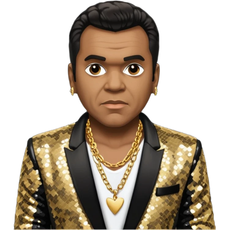 Ronald Isley with black sequin jacket, shirtless with necklace  emoji
