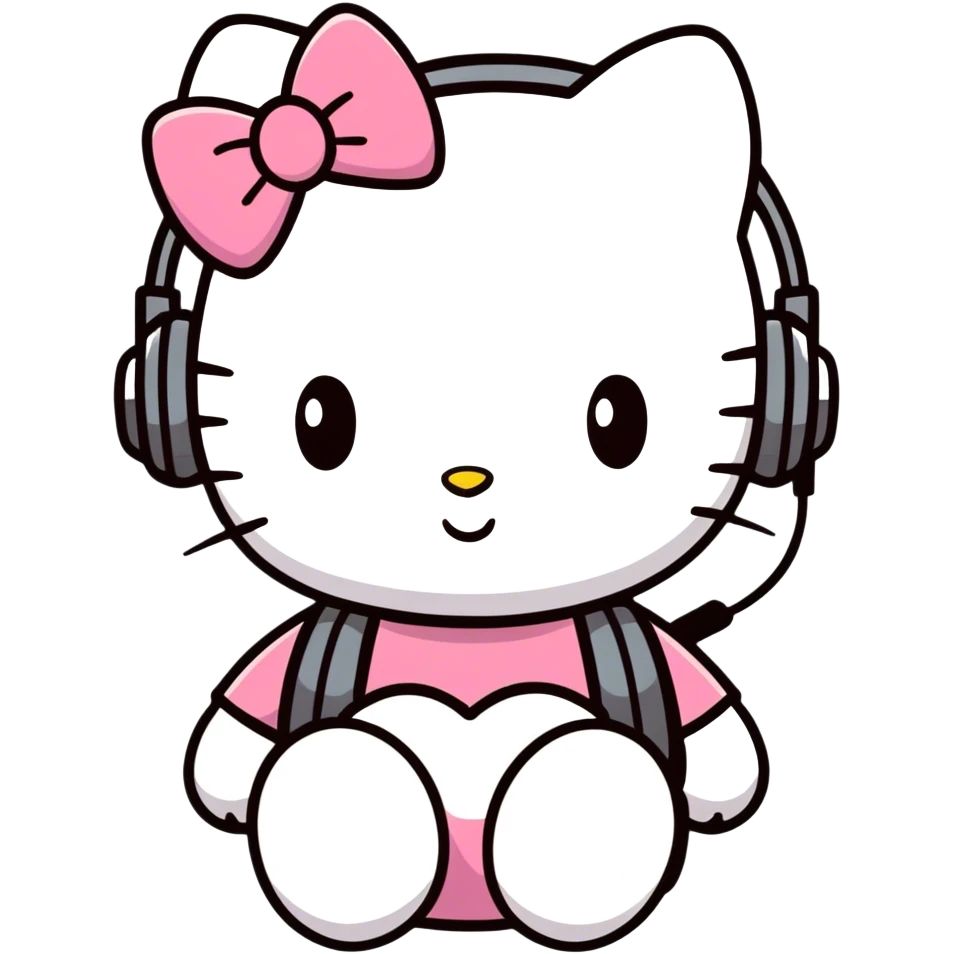 Hello kitty with headphones that has bows emoji