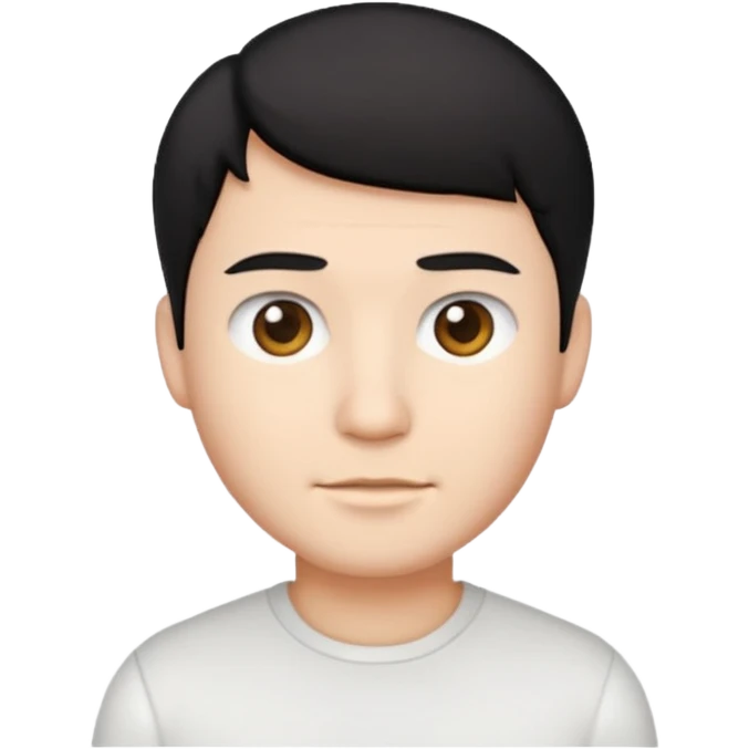 Ai create iPhone emoji, With hair comma hair short, Male, and make white shirt emoji