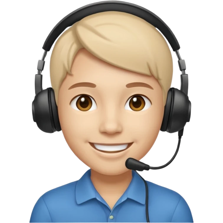 سمايل يضع سماعات التواصل مع الزبائن على رائسه emoji