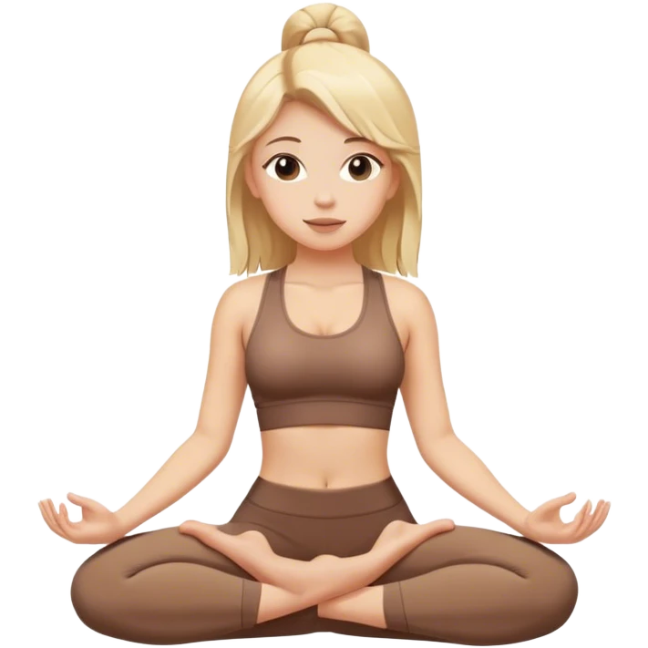 White girl with blonde hair doing yoga brown set emoji