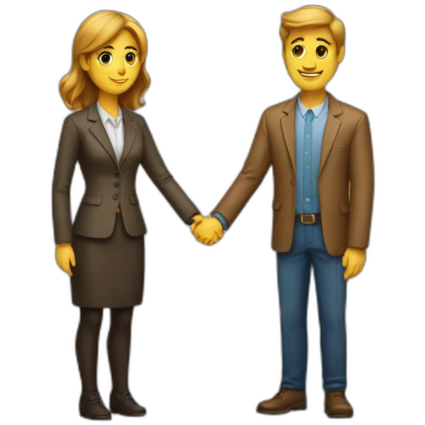A man and a woman shaking hands emoji