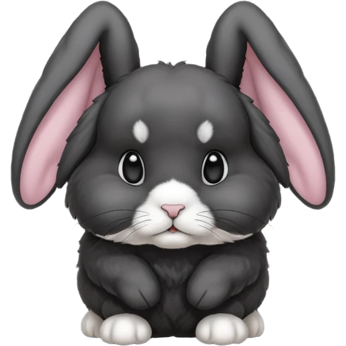 Black rabbit mini lop with ears up  emoji