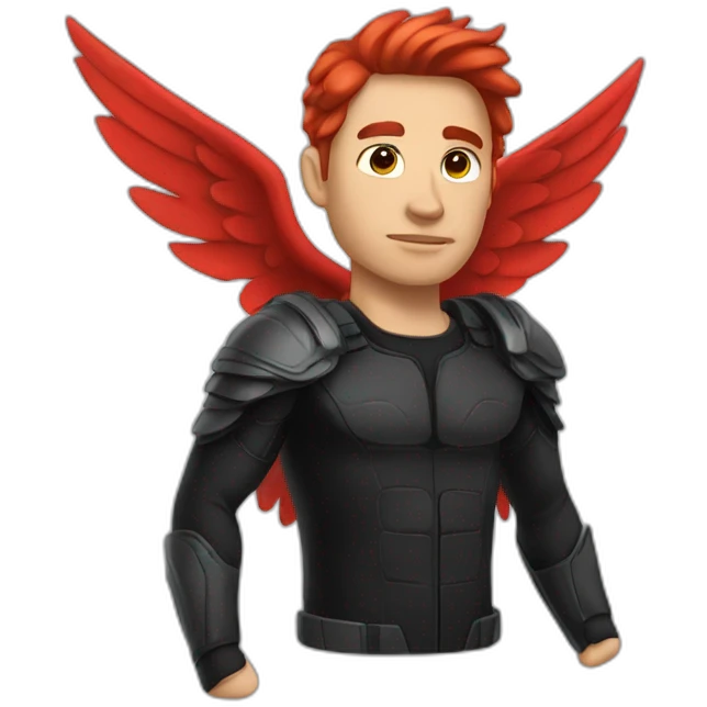 men black with red hair and wings emoji