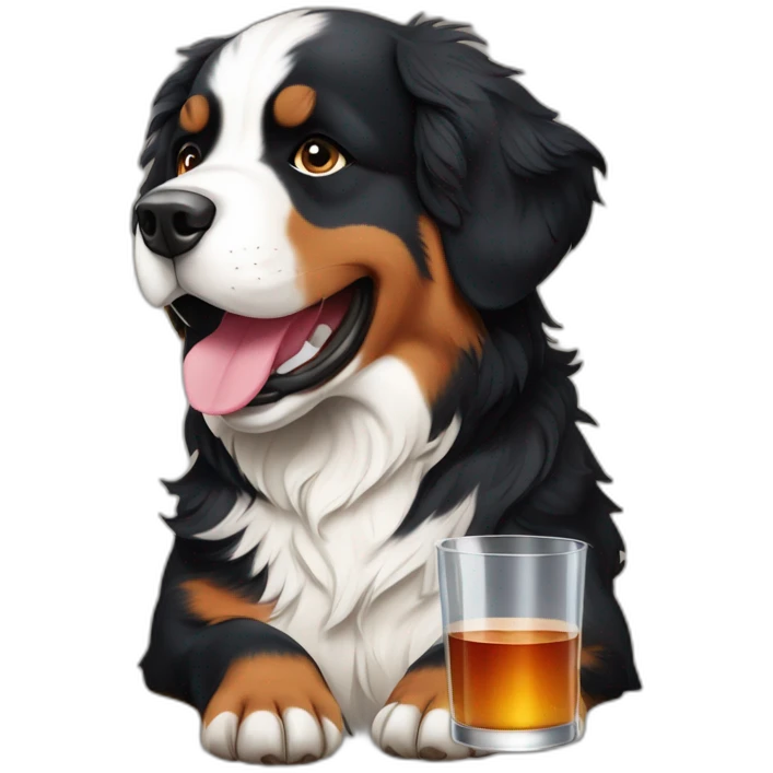 bernese mountain dog drinking rhum emoji