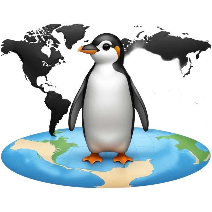 Pinguin auf Weltkarte emoji