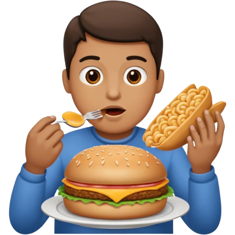 Big fat person eating lots of food emoji