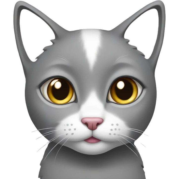 Gray cat with white tummy and pink bow emoji