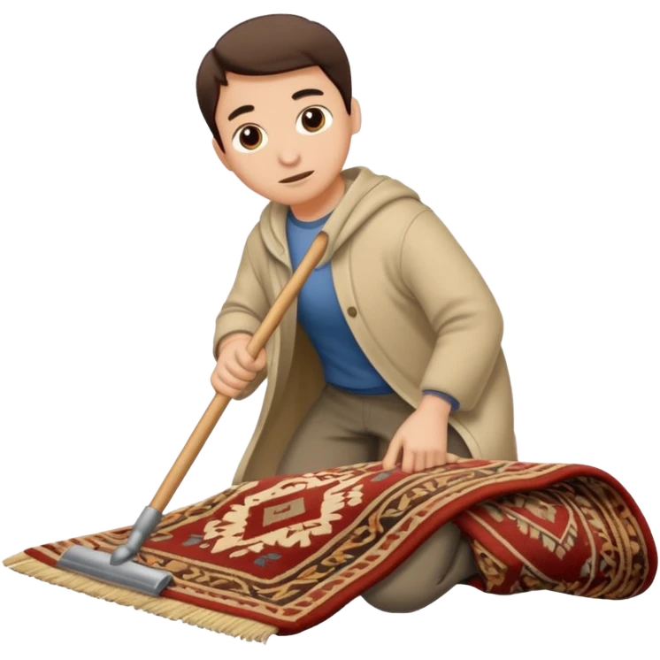 Lifting up a rug and sweeping  stuff under to hide things emoji