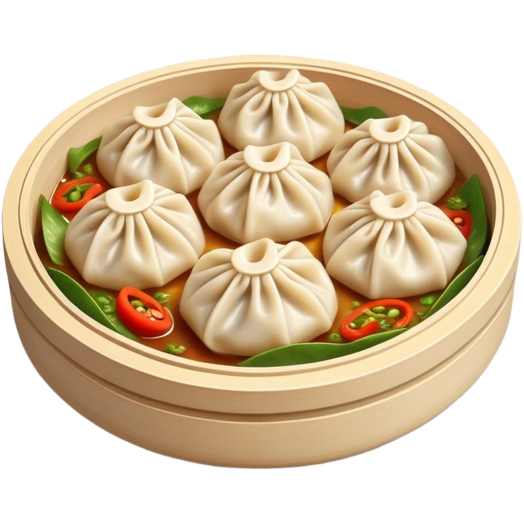 Cinematic Realistic Jiaozi Dish Emoji, depicted as delicate, handcrafted dumplings filled with savory meat and vegetables, rendered with detailed textures and warm, inviting lighting. emoji