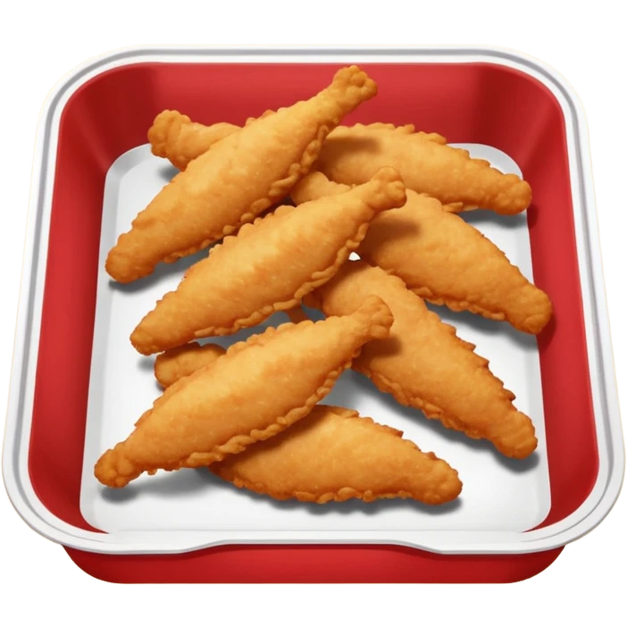 breaded chicken tenders in a red paper food tray  emoji