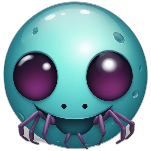 planet Mercury with a cartoon nauseated spider face emoji
