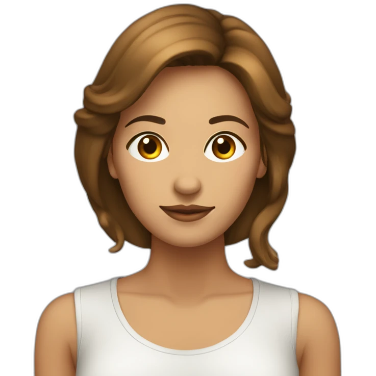 MUJER CON PELO LARGO CASTAÑO, PIEL CLARA, OJOS MARRONES emoji