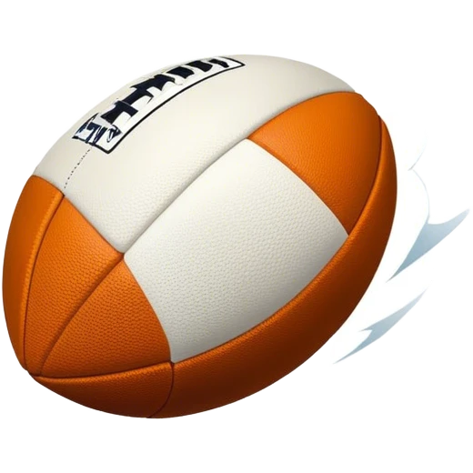 Cinematic Realistic image of an AFL ball captured mid-flight with dynamic motion blur and finely detailed rugged textures, set under dramatic stadium lighting that evokes high-energy athleticism emoji