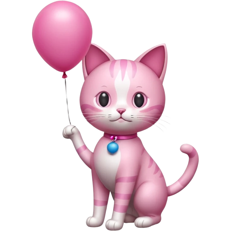 Make a pink cat with a balloon head, no the head is a balloon with the details of the cat head on the balloon head, make the body visible enough to where it’s big enough to be roughly the size of a cat body and make sure THAT THE CATS HEAD IS A BALLOON emoji