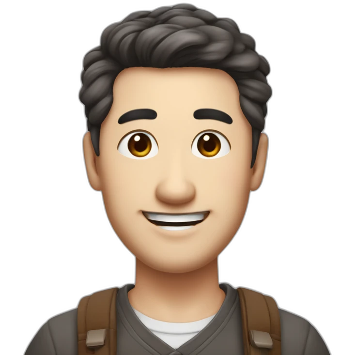 cute-dark-brown-haired-japanese-uncle-with-a-smiling,-thick-round-face,-slightly-droopy-eyes,-thin-eyebrows-and-a-large-head,-holding-a-colored-brush-and-a-graphite-pencil emoji