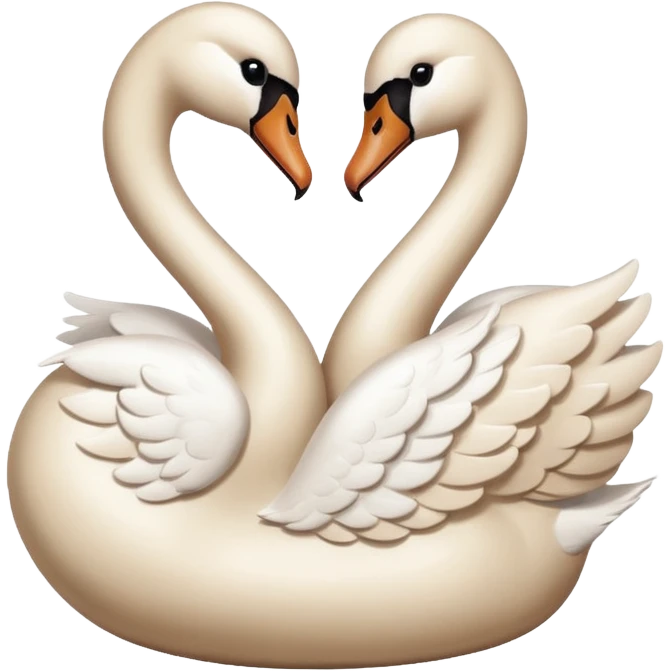 beige heart with swan emoji