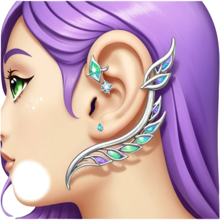 Elvish fae shiny sparkly iridescent translucent diaphanous ear climber ear cuff emoji