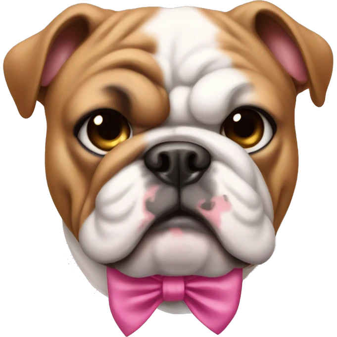Bulldog with a little pink bow on it’s head  emoji