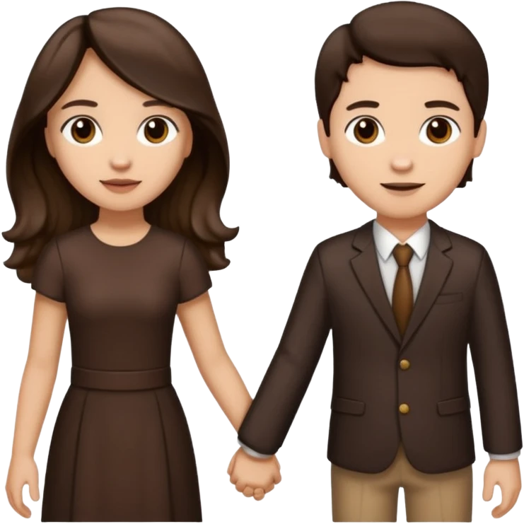 Longer wavy hair for one and straight for the other both dark brown hair. Light skin tone holding hands emoji