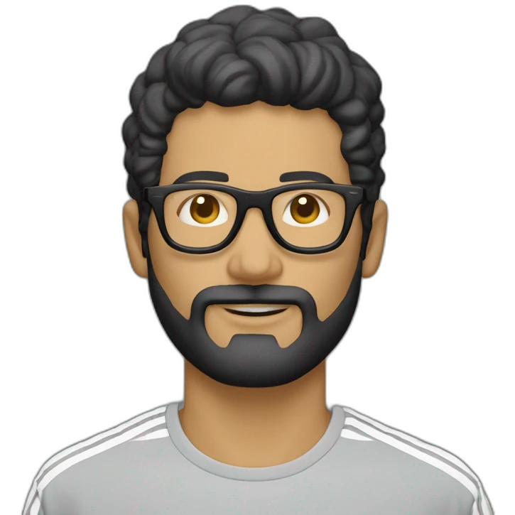 hombre blanco con barba negra y lentes de sol negros, usando un gorri adidas emoji