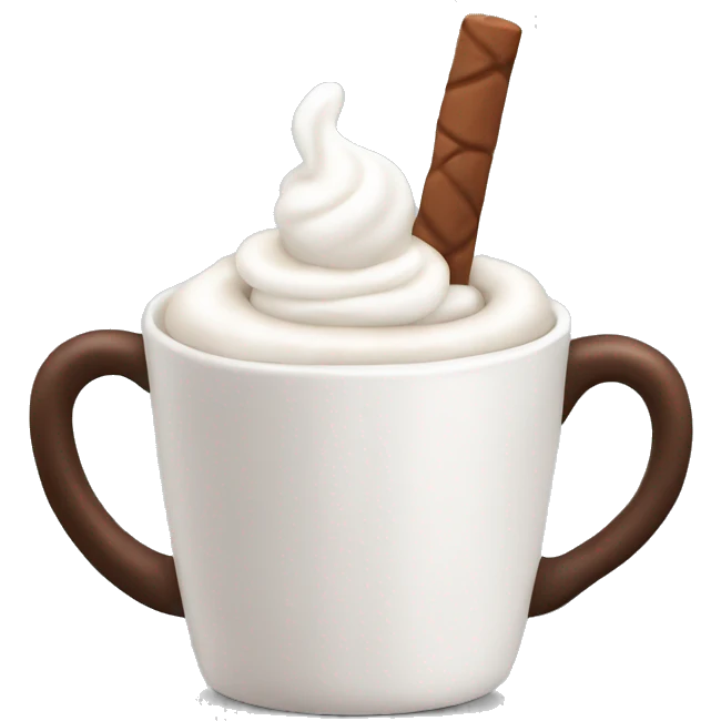 Mug of hot chocolate with marshmallows and whipped cream  emoji