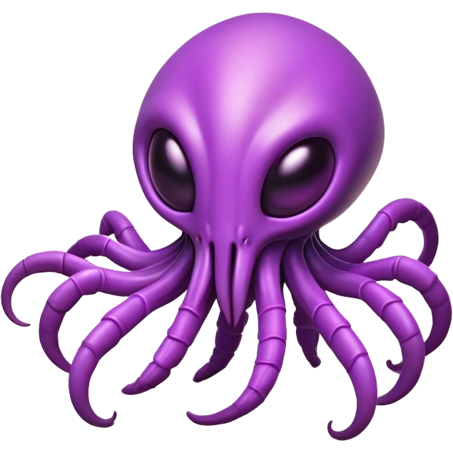 Clash of Clans aesthetic: Cinematic Playful Zerg Alien Emoji, rendered in a 3D vector-style similar to standard emojis with minimal shading and bold, simplified shapes. A compact, isometric, otherworldly creature with insectoid, organic details and subtle, eerie tentacles, softly glowing with a sinister alien charm. Simplified yet unmistakably iconic, highly detailed and consistent, glowing with a soft, spectral radiance and high shine. Stylized with a touch of bio-engineered mischief and a soft glowing outline, capturing the essence of a fearsome extraterrestrial menace with a playful twist! emoji