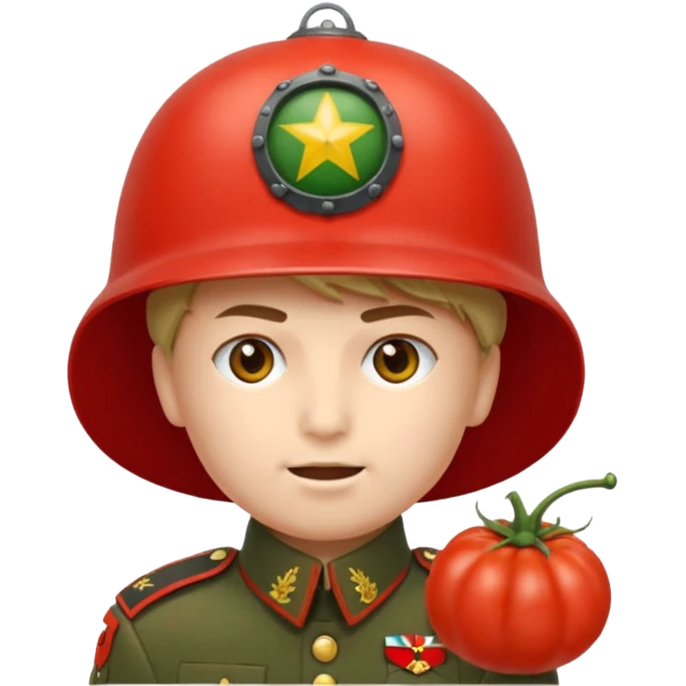 Eine Tomate mit Gesicht als Panzerkomandant emoji