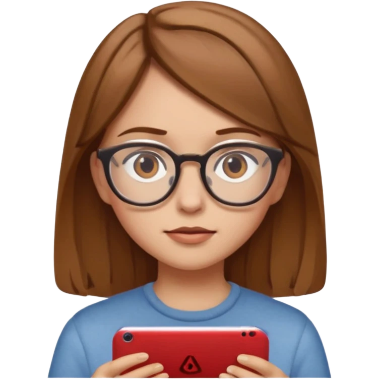 una ragazza con capelli castano chiaro con occhiali guarda netflix emoji