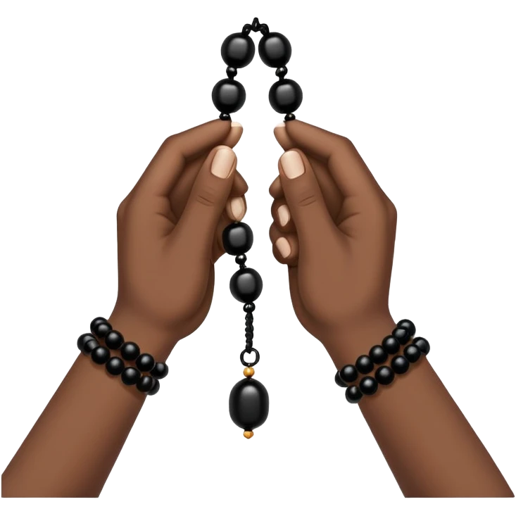 Black hands with prayer beads  emoji