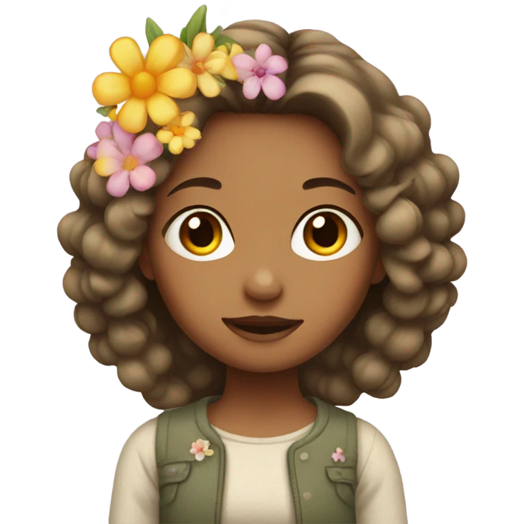 Girl with flower in hair  emoji