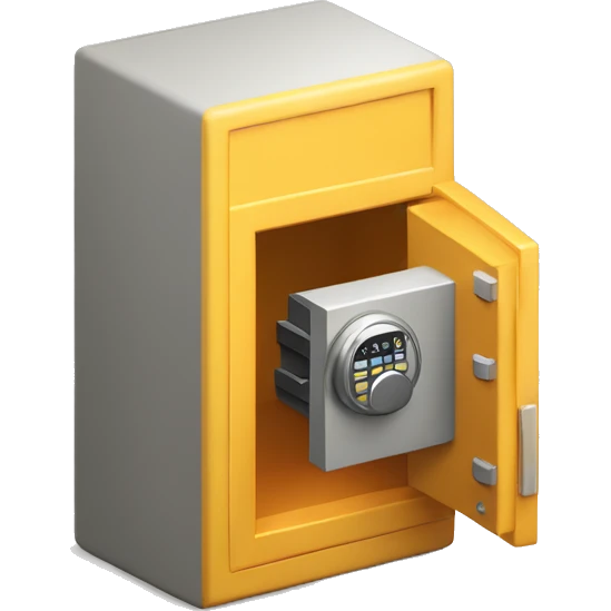 3d  isometric small safe in yellow or light orange emoji
