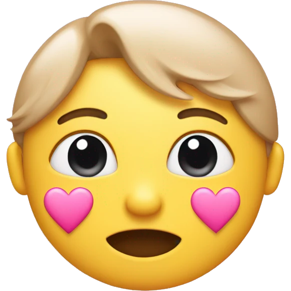 blushing emoji with pink hearts emoji