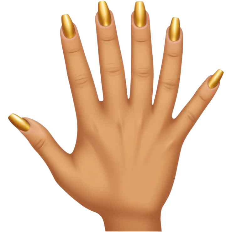 Tan skin hand with very short gold nails emoji