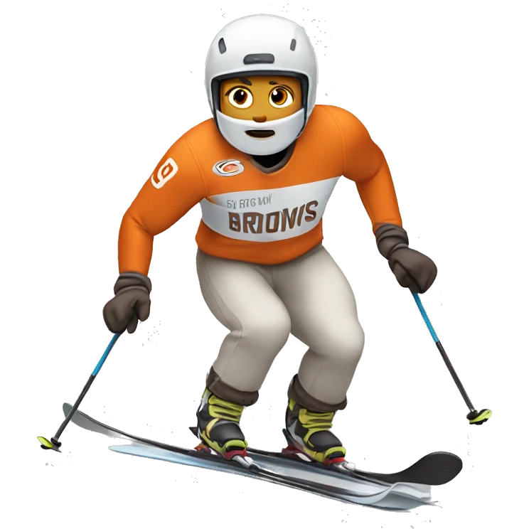 White skinned Skier skiing wearing a browns Jersey emoji