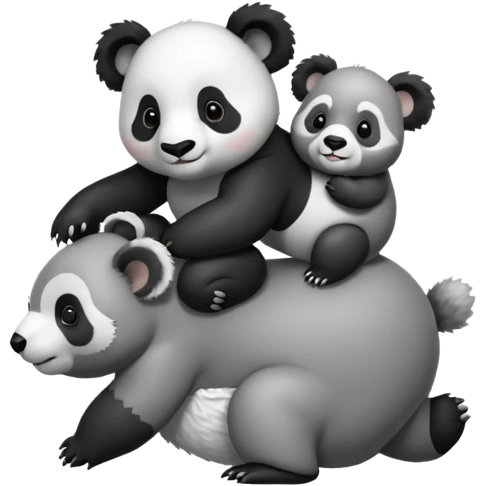 one Small Panda riding one big koala’s back emoji