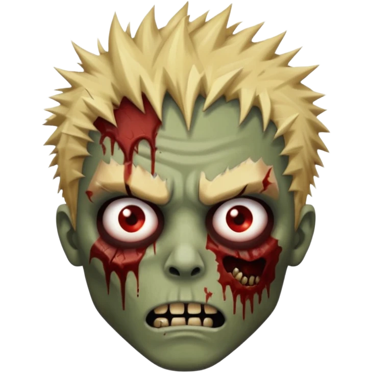 zombie face with spiky hair with blonde patch on the left and make him brownskin emoji