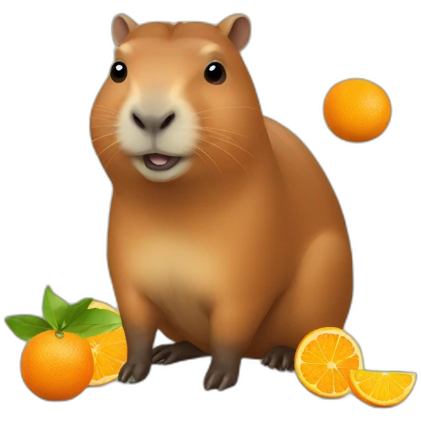 Capybara with oranges emoji