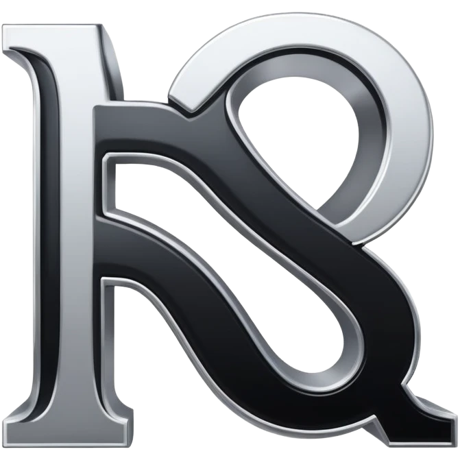 connected flowing BLK letters with silver outline, where all letters are joined together in one continuous design emoji
