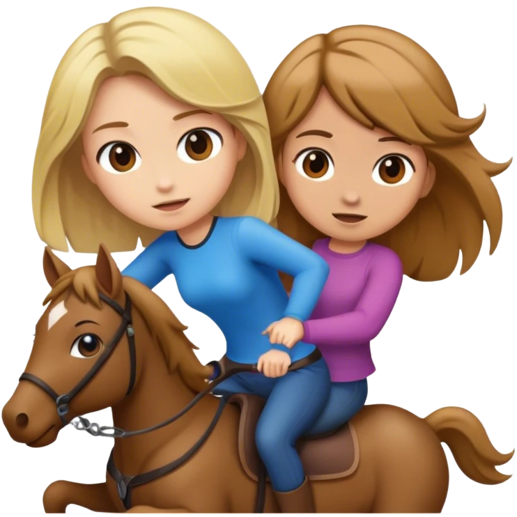 Blonde Girl rideing Brown hair girl emoji