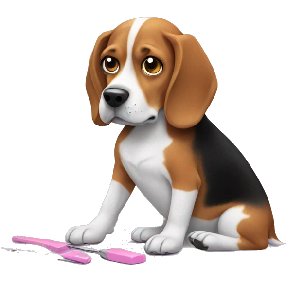 Beagle doing nails emoji