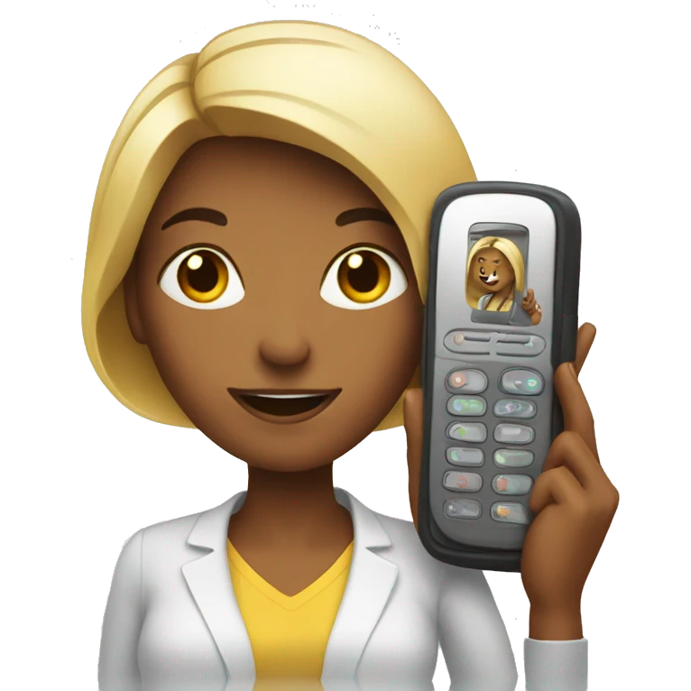 woman showing big phone emoji