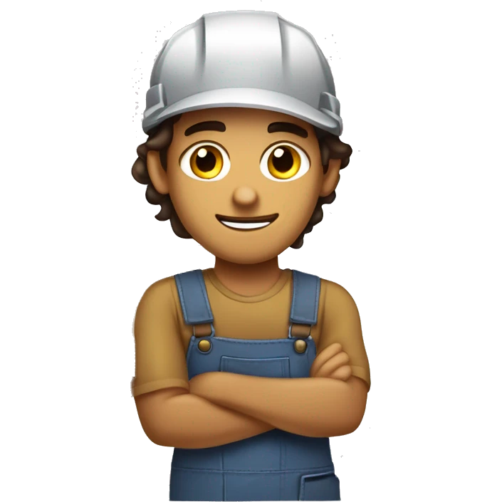 young Woodworker with miter saw caucasian dark hair emoji