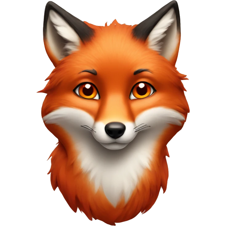deep lush red fox face with tiny red heart instead of eyes emoji