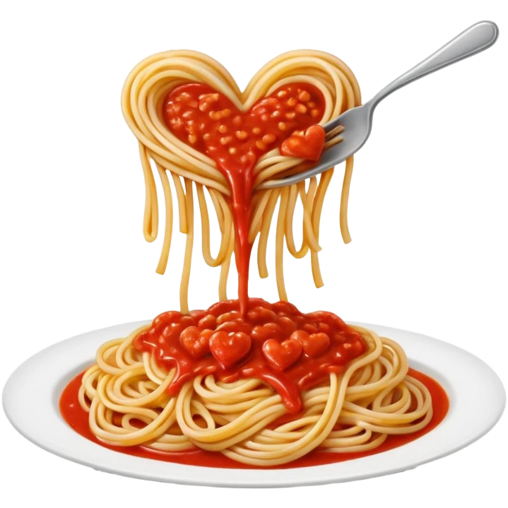 Spaghetti shaped like hearts emoji