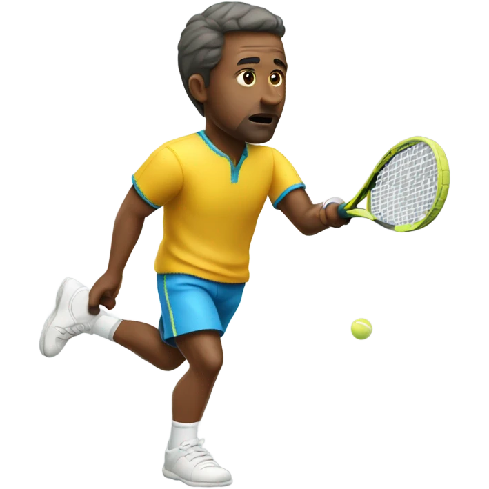 A man playing tennis while super focused emoji