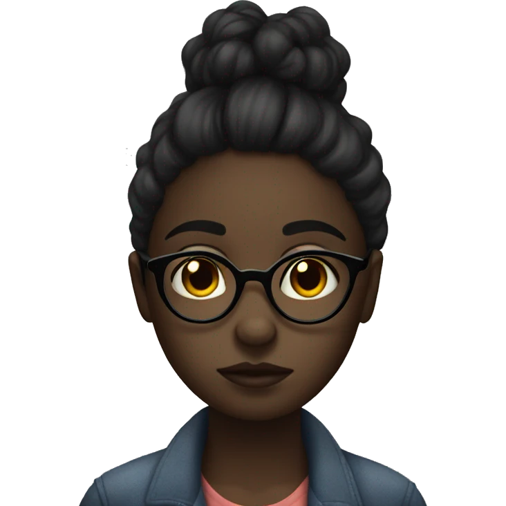 darkskin girl with glasses sad goodbye  emoji