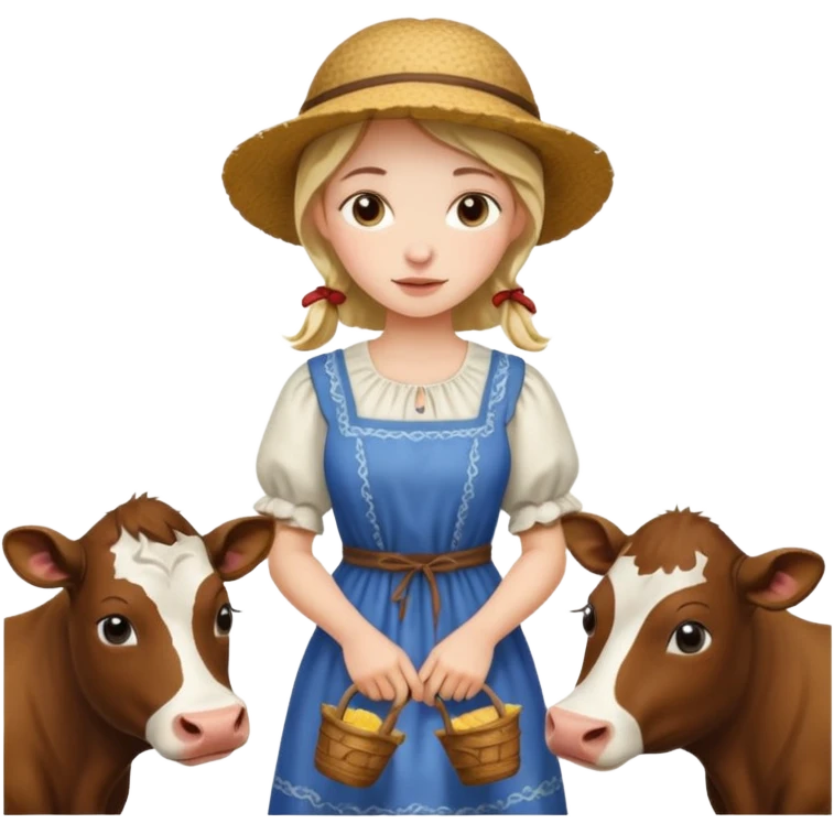 девушка крестьянка пасет коров emoji